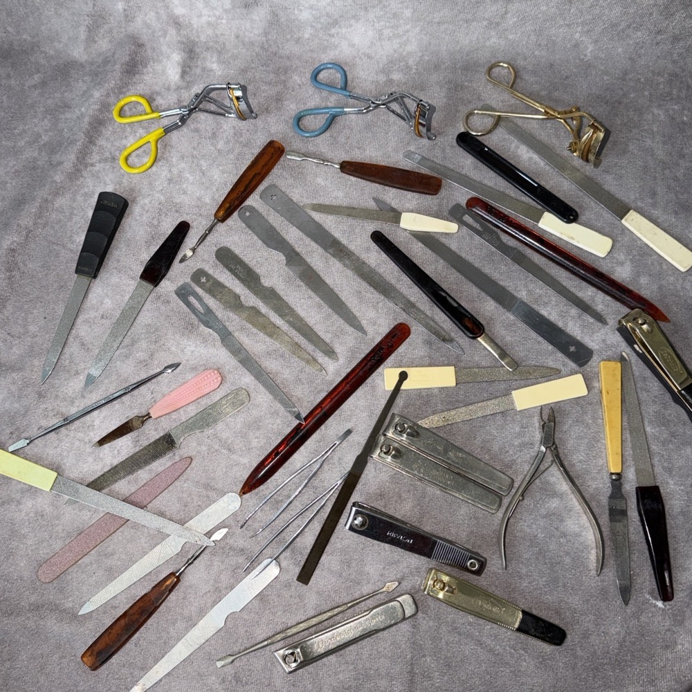 Large Lot Of Vintage Nail Files Scissors and Clippers